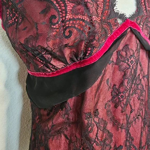 Moda International Top Lace Bustier Cami Spaghetti Strap Lace Red Women's Large - Picture 3 of 11